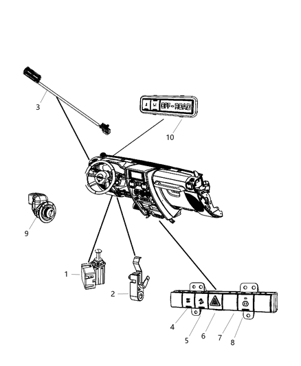 2011 Jeep Wrangler Switches - Instrument Panel Diagram