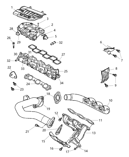 2005 Chrysler Pacifica Manifolds - Intake & Exhaust Diagram 1