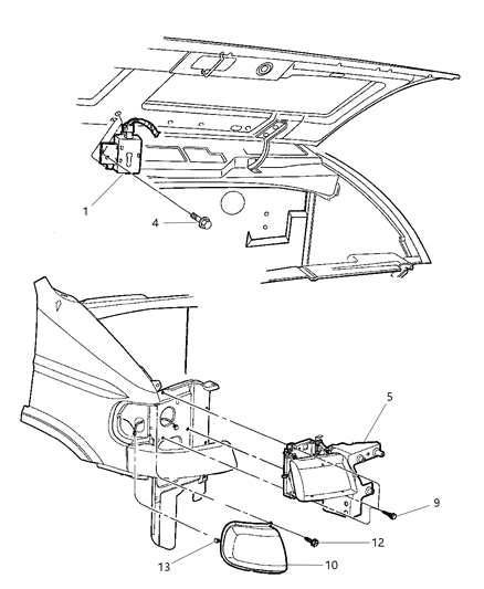 2000 Dodge Ram Wagon Lamps - Front End Diagram