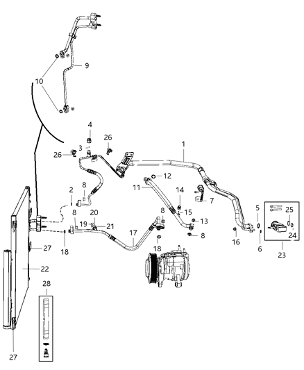 2013 Ram 1500 Line-A/C Suction Diagram for 68105687AB