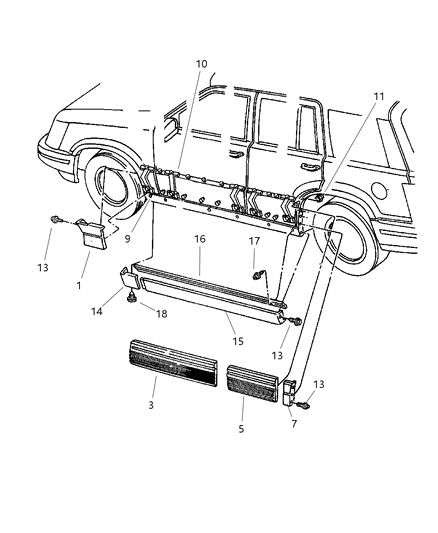 1997 Jeep Grand Cherokee Molding Quarter Panel Diagram for 5FZ07MFDAA