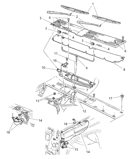 2000 Jeep Cherokee Bracket-Extension To COWL Top Diagram for 55235371AB