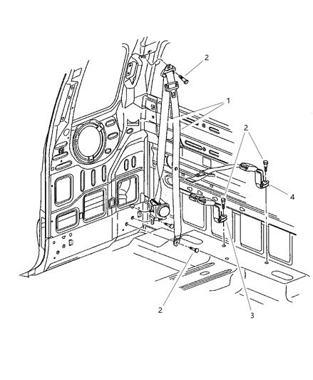 1998 Dodge Dakota Belts, Rear Seat Club Cab Diagram