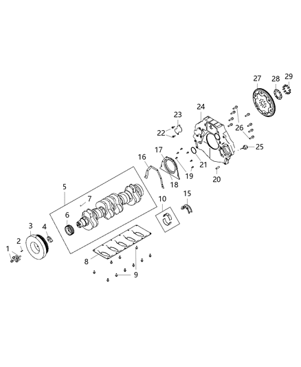 2019 Ram 3500 Crankshaft, Crankshaft Bearings, Damper And Flywheel Diagram 2