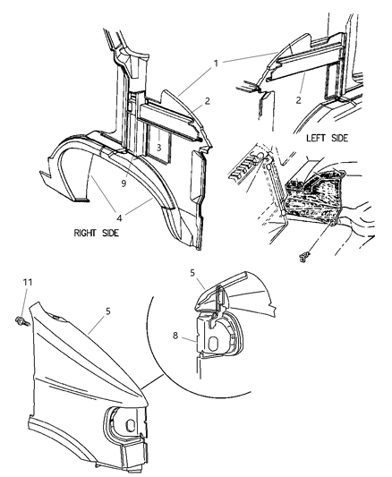 2002 Dodge Ram Van Fender Front Diagram