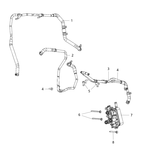 2020 Jeep Wrangler TUBE/HOSE-Transmission Oil Cooler Diagram for 68280793AB