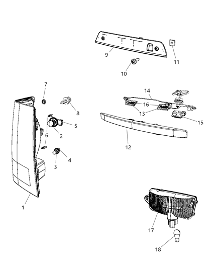 2008 Jeep Grand Cherokee Lamp-Center High Mounted Stop Diagram for 55156389AF