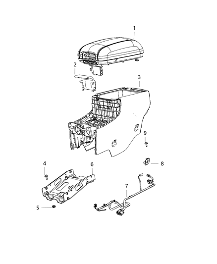 2021 Dodge Durango Armrest-Console Diagram for 1YU74JRRAC