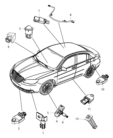 2012 Dodge Avenger Sensors Body Diagram