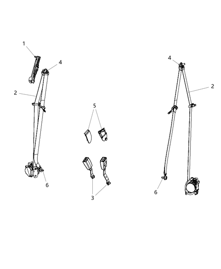 2014 Dodge Journey Seat Belts, Front Diagram