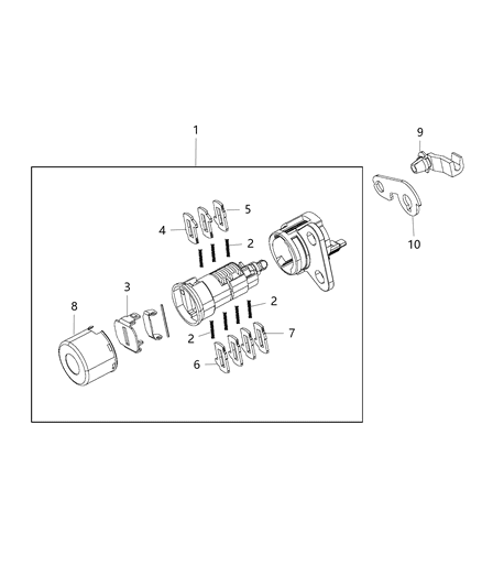2020 Jeep Grand Cherokee Front Door Lock Cylinders & Related Parts Diagram