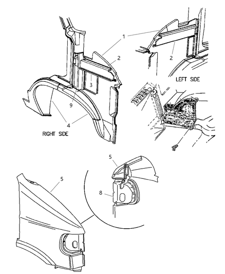 2003 Dodge Ram Van Fender Front Diagram