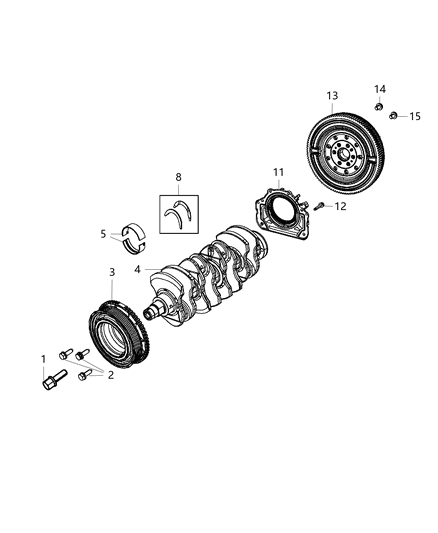 2012 Dodge Dart Crankshaft , Crankshaft Bearings , Damper And Flywheel Diagram 1