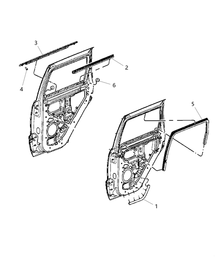 2013 Dodge Durango Weatherstrips - Rear Door Diagram