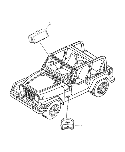 2008 Jeep Wrangler Passenger Side Air Bag Diagram for 5108734AA