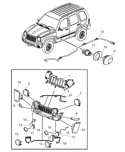 2007 Jeep Liberty Lamp - Front Diagram