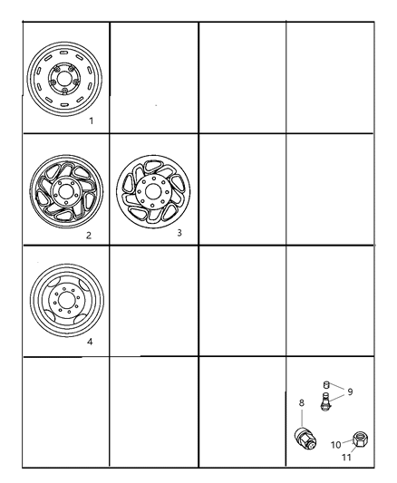 1998 Dodge Ram 3500 Wheels & Hardware Diagram