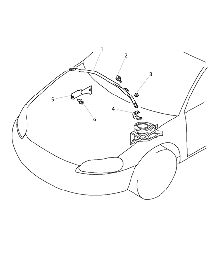 2003 Chrysler Sebring Coupe Cowl - Loose Panels Diagram