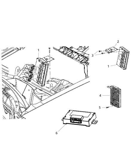 2010 Dodge Charger Modules, Engine Compartment Diagram