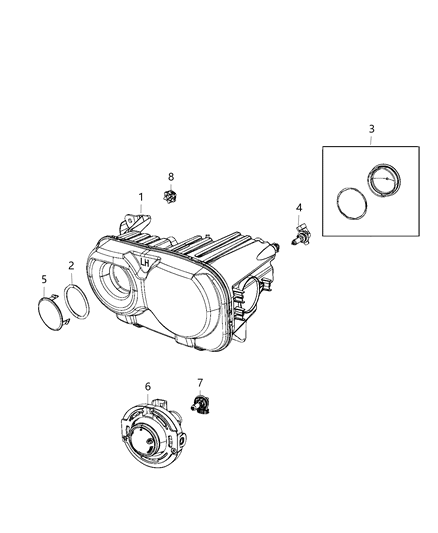 2019 Dodge Challenger Headlamp Left Diagram for 68378879AA