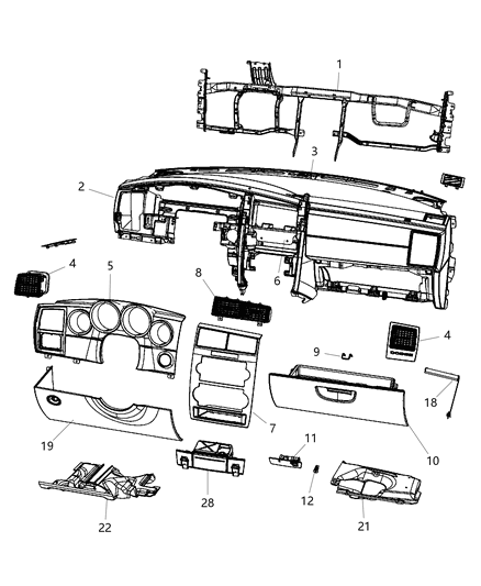 2010 Dodge Charger Bezel-A/C Outlet Diagram for 1LC551DBAA