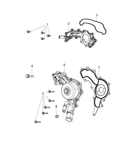 2020 Dodge Grand Caravan Water Pump & Related Parts Diagram