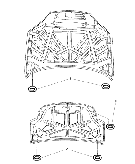 1999 Chrysler LHS Plugs - Hood & Deck Lid Diagram