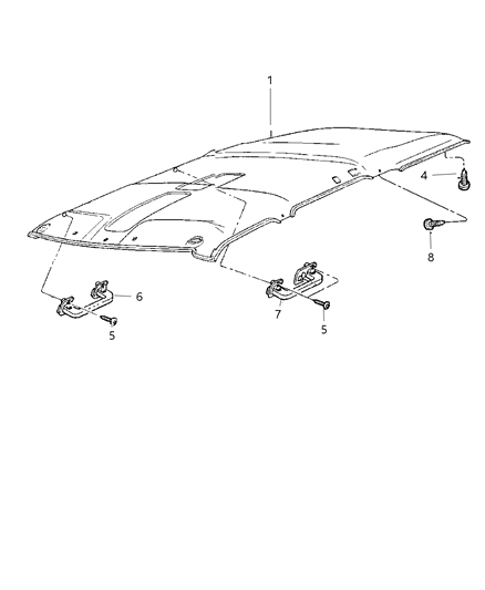 1997 Jeep Grand Cherokee Headliner & Assist Handle Diagram