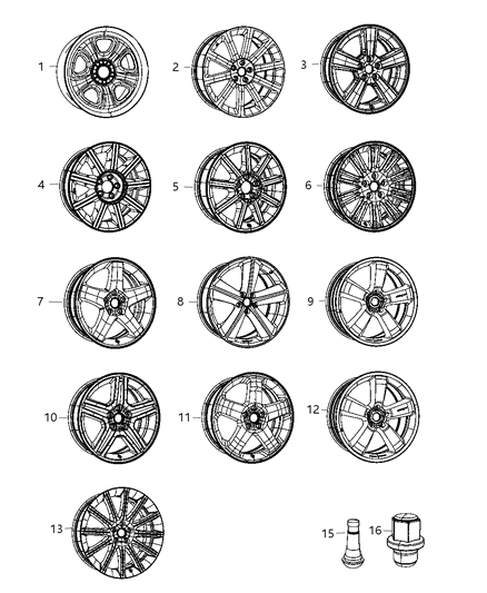 2010 Chrysler 300 Spoke Wheel 18X7.5 Steel Rim Diagram for 4895425AD