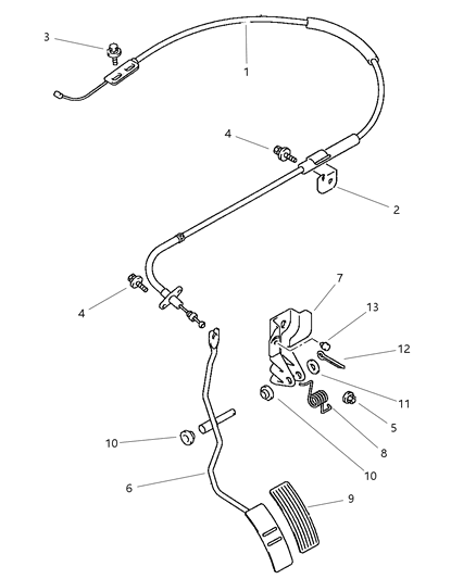 1997 Chrysler Sebring Throttle Control And Pedal Diagram