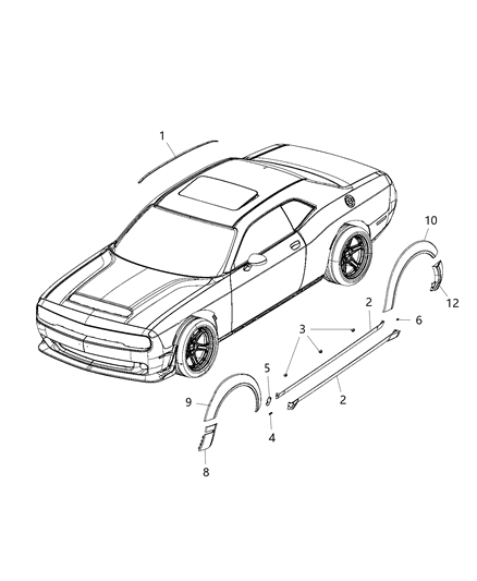 2018 Dodge Challenger Tape-Anti Chip Diagram for 68434995AA