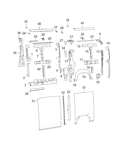 2018 Ram ProMaster 1500 Panel-Body Side Aperture Outer Diagram for 68172639AA