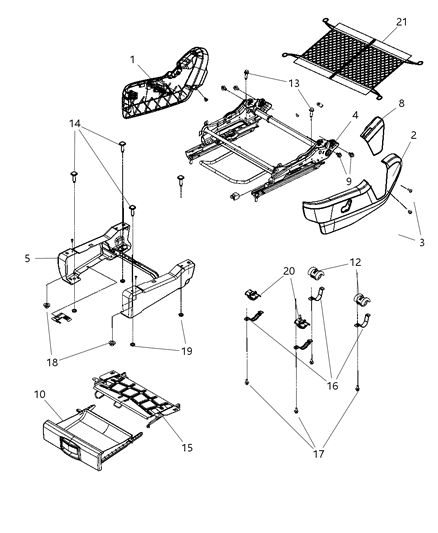 2008 Dodge Grand Caravan Adjusters, Recliners & Shields - Driver Side - Manual Diagram