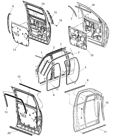 2007 Dodge Ram 3500 Seal-Door Diagram for 55277026AB