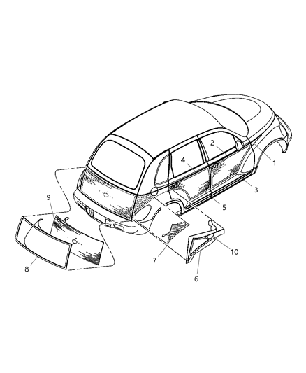 2004 Chrysler PT Cruiser Molding-Front Door Diagram for WT49AAAAC