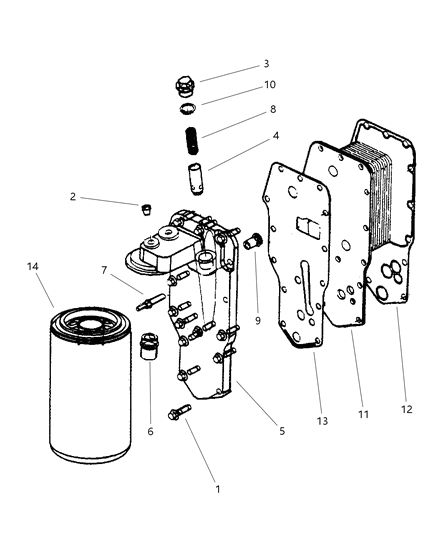 2002 Dodge Ram 2500 Quad & Club Cab Engine Oil Cooler Diagram