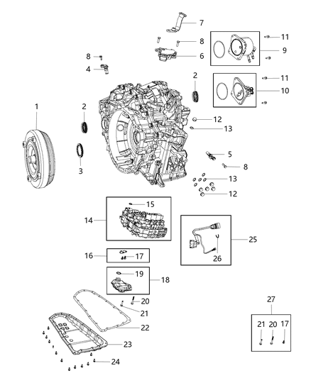 2010 Jeep Compass Auxiliary Transmission Oil Cooler Kit Diagram for 68025160AA