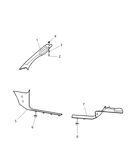 2007 Dodge Ram 3500 A-Pillar, Cowl & Sills Diagram