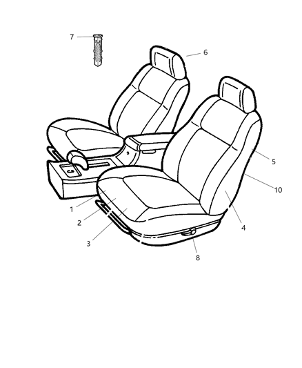 2003 Dodge Intrepid Seat Back-Front Diagram for XW981L5AA