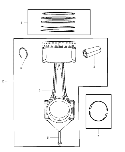 2011 Dodge Challenger Pistons , Piston Rings , Connecting Rods & Connecting Rod Bearing Diagram 5