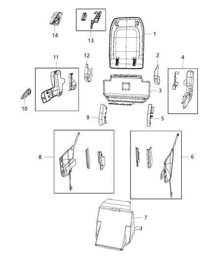 2020 Chrysler Pacifica Second Row - Rear Seat Hardware, Bucket Diagram 8