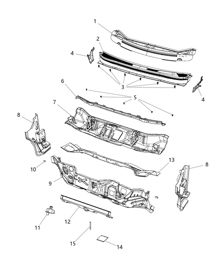 2016 Jeep Cherokee Panel-COWL Side Diagram for 68156519AA