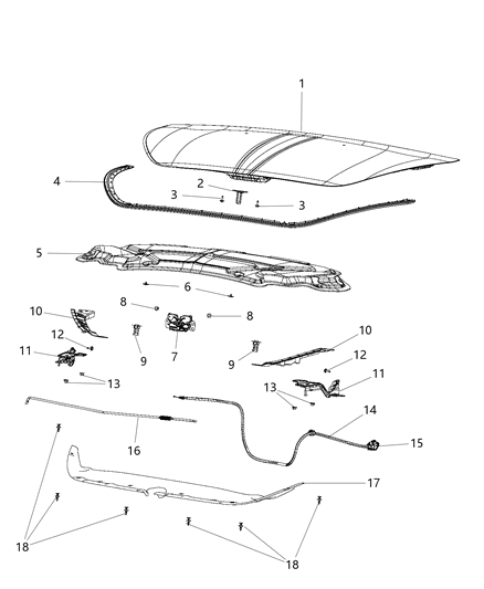 2012 Dodge Dart WEATHERSTRIP-Hood To Radiator Diagram for 68082830AA