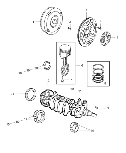 2005 Dodge Stratus Crankshaft , Piston , Drive Plate & Torque Converter Diagram 2