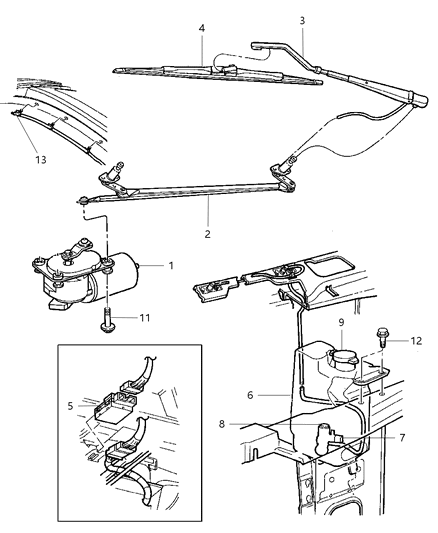 2003 Dodge Ram Van Windshield Wiper & Washer Diagram