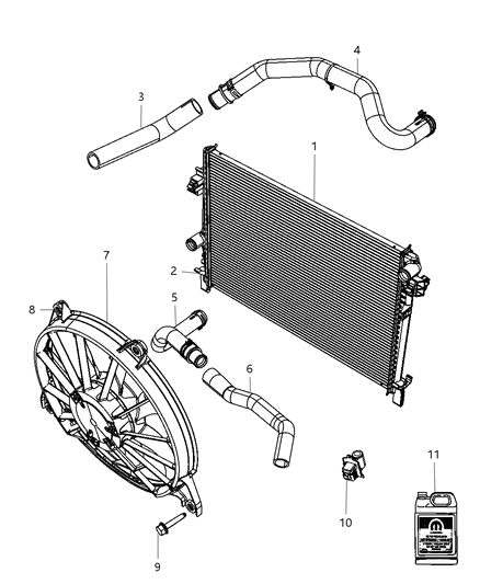 2011 Dodge Journey Engine Cooling Radiator Diagram for 68102115AA