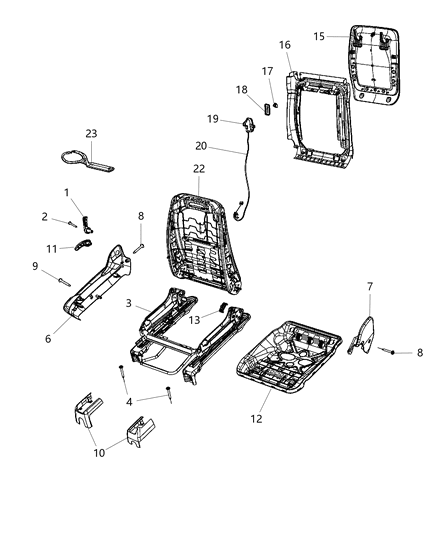 2010 Dodge Challenger Adjusters, Recliners And Shields Passenger Seat - Manual Diagram