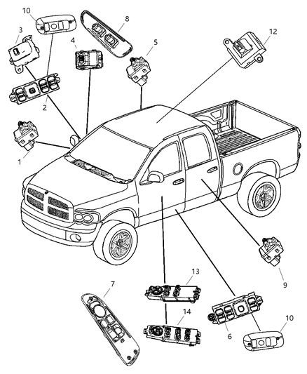 2006 Dodge Ram 1500 Switches Body Diagram