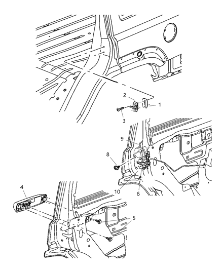 2006 Jeep Commander Rod-Outside Handle To Latch Diagram for 55369167AA