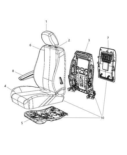 2009 Dodge Grand Caravan Front Seat Cushion Diagram for 1JA451D5AA